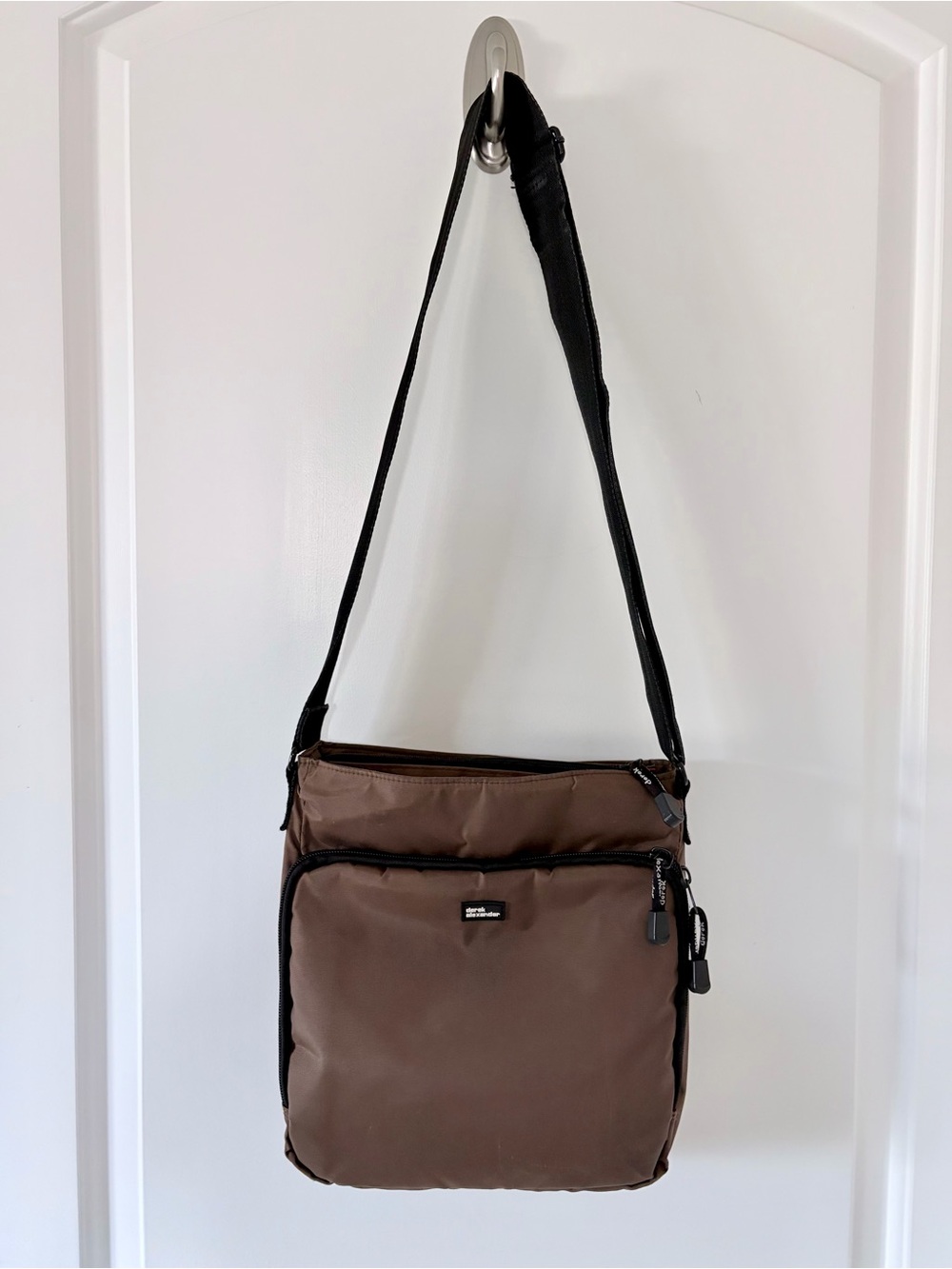 Derek Alexander Tan Messenger/Crossbody Bag with Black Strap